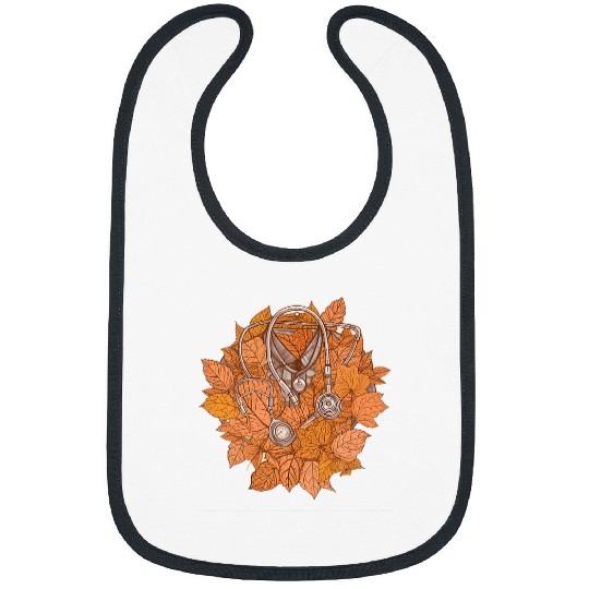 nurses Job Stethoscope Fall Leaves Thanksgiving Day RN Bibs