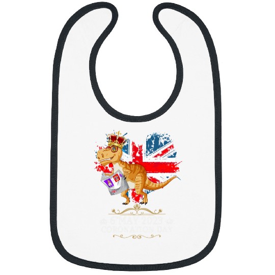 Dinosaur Pet Kings Coronation Dinosaur Kids Union Jack Coronation Bibs
