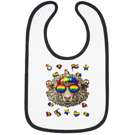 Sheep Pet LGBT Sheep Gay Pride Month Farm Animal Rainbow Lesbian Bibs