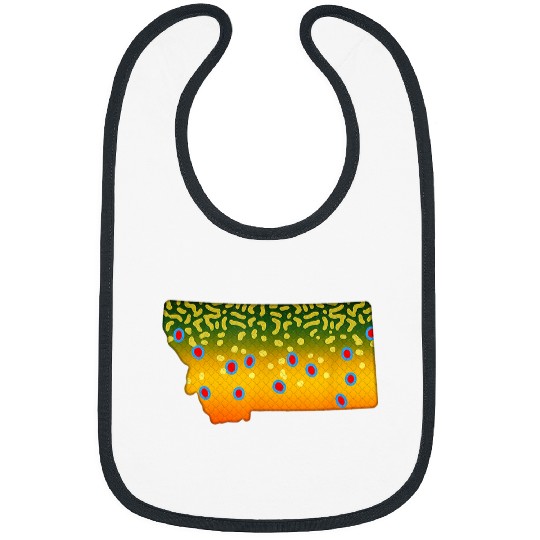 Fishing Fun vintages Brook Trout Fish Montana State Map Fly Fishing Bibs