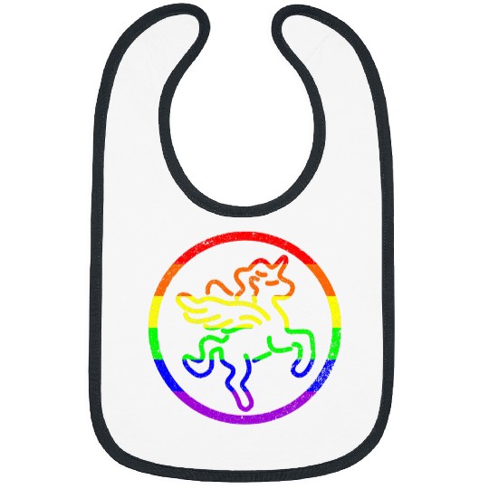 Unicorn Pet Rainbow Gay Pride Bright Colorful Cute Bibs