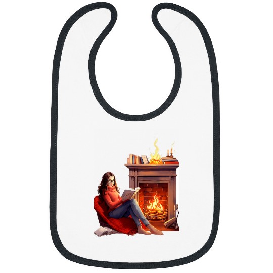 Book Fun In Fireplace Reader Bookworm Girls Women Bibs