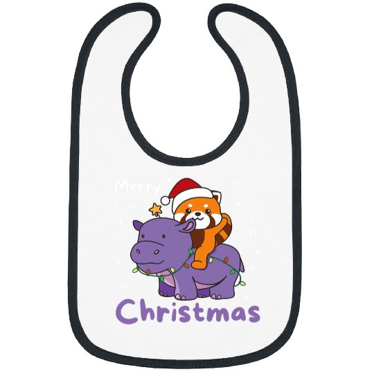 Hippo Pet Christmas Hippo Red Panda Merry Christmas Hippopotamus Bibs