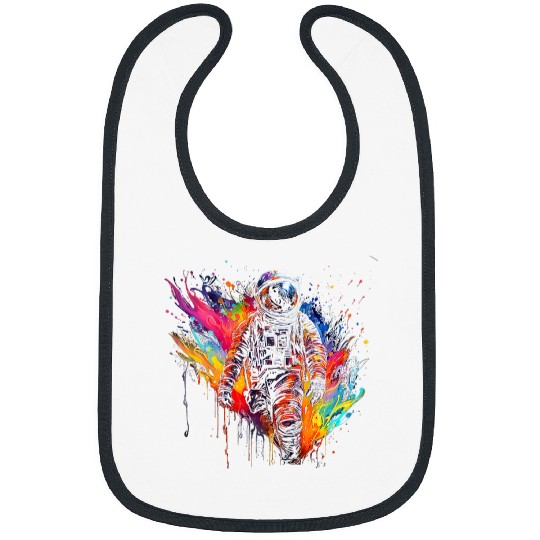 Astronaut Job Watercolor Astronaut in Solar System Artistic Design Space Bibs