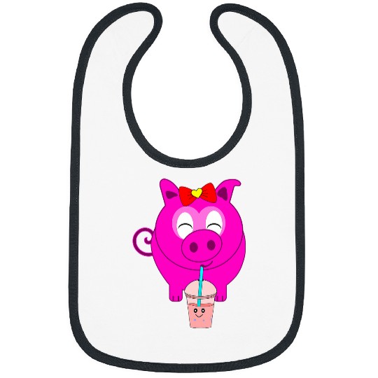Pig Pet Boba Lover Bubble Tea Milk Tea Love Cute Anime Piggie Bibs