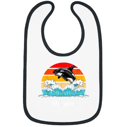 Whale Pet Vintage Oregon Distressed Orca Killer Whale Art Bibs