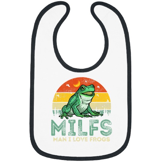 Frog Pet Retro vintages MILFsMan I Love Frogs Funny Saying Frog Lover 7 Bibs