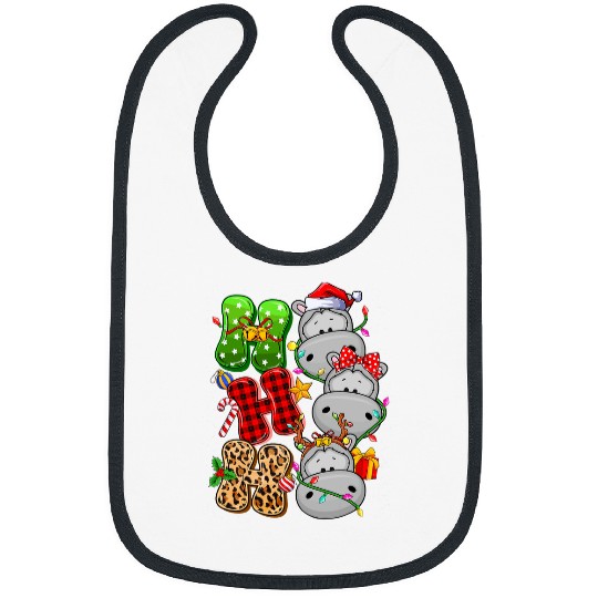 Hippo Pet Christmas Ho Ho Ho Hippopotamus Funny Christmas xmass Bibs