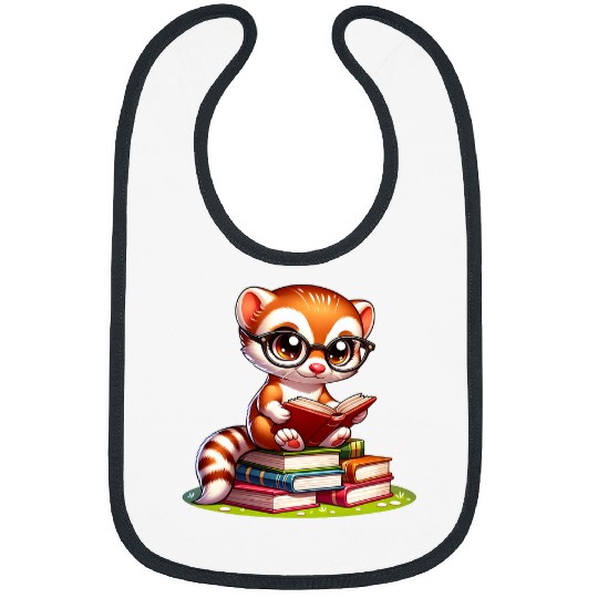 Book Fun Funny japanese weasel reading Bookworm Book Lovers Bibs