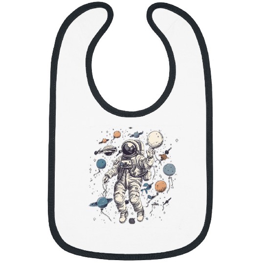 Astronaut holding Planets Balloons Solar System Space Lover Bibs