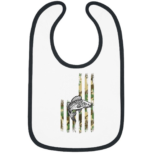 Fishing Fun USA Flag Walleye Fishing Outfit Freshwater Fish America Bibs