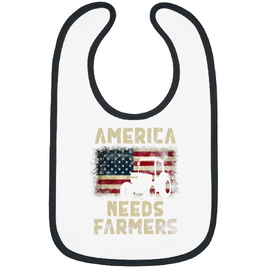 Tractor Fun driving America Needs Farmers Tractor American Flag 1 Bibs