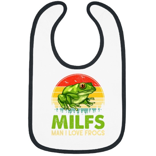 Frog Pet Retro vintages MILFsMan I Love Frogs Funny Saying Frog Lover 6 Bibs