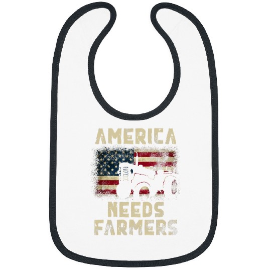 Tractor Fun driving America Needs Farmers Tractor American Flag Bibs