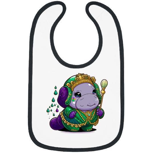 Manatee Pet Mardi Gras King Queen Bibs