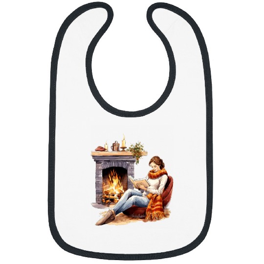 Book Fun In Fireplace Reader Bookworm Girls Women 1 6 Bibs