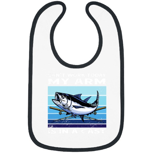Fishing Fun Tuna Fishing My Arm Is In Cast Retro Tuna Fish Bibs