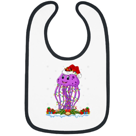 Fishing Fun Jellyfish gift Fishing Lover Family Matching Santa Jellyfish Christmas Bibs