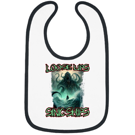 Octopus Pet Loose Lips Sink Ships Skull Kraken Octopus Death Metal Rock Bibs