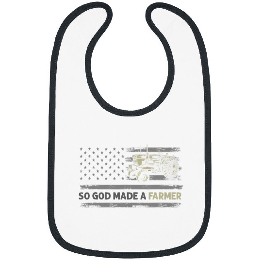 Tractor Fun driving American Flag Tractor God Made A Farmer Farming Bibs