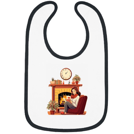 Book Fun In Fireplace Reader Bookworm Girls Women 1 Bibs