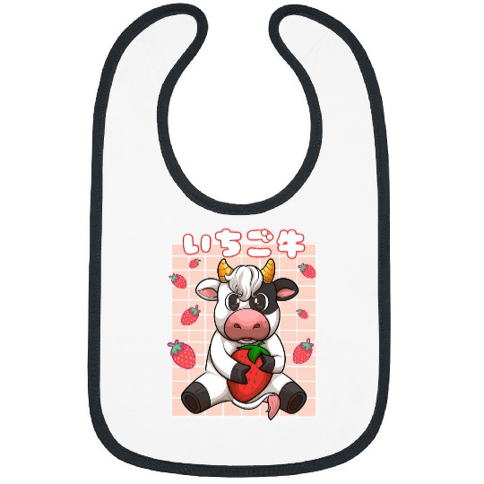 Cow Pet Kawaii Aesthetic Strawberry Cow Pink Vaporwave Strawberries 268 Bibs