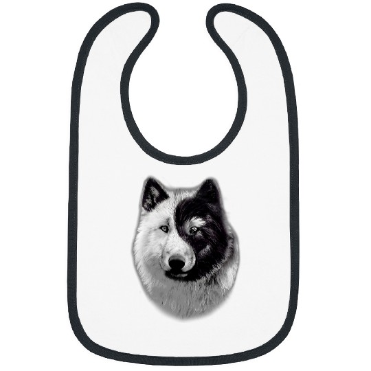 Coyote Mammal Ying Yang White Black Bibs
