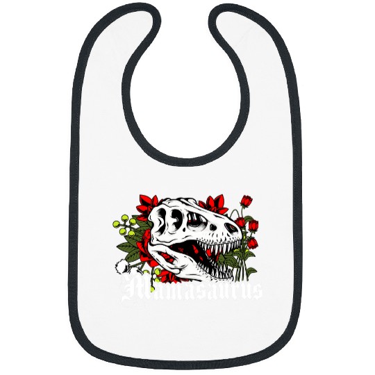 Dinosaur Pet Tattoo Ink Mamasaurus rexs Goth Tattoo Style Dinosaur Mom Floral 1 Bibs