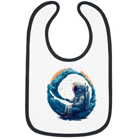 Astronaut sitting on Milky Way galaxy space astro motif Bibs