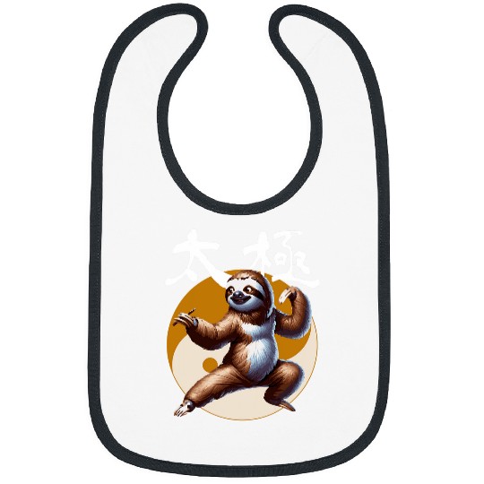 Sloth Pet Tai Chi Pose Balance with Yin and Yang Chinese Bibs