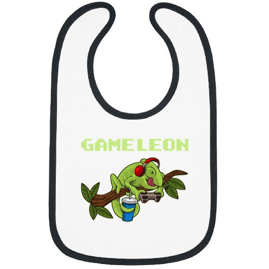 Chameleon Pet Gamer Chameleon GAMELEON Funny Gaming Pun Bibs
