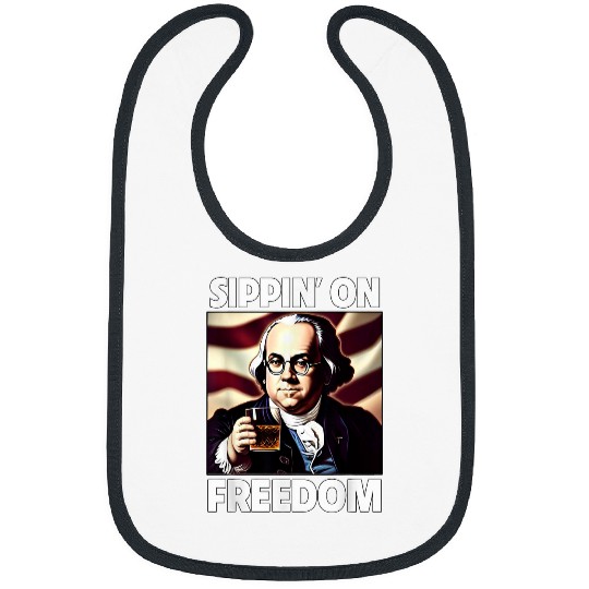 Beer Fun 4th of July Ben Franklin Drinking Beer Sippin On Freedom Bibs