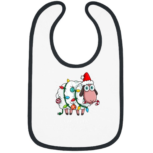 Sheep Pet xmass Lights Im Fine Everything Is Fine Christmas PJs Bibs