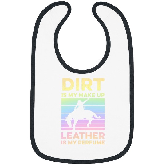 Horse Pet Womens Rodeo Horse Riding Bronc Quote Pastel Rainbow Bibs