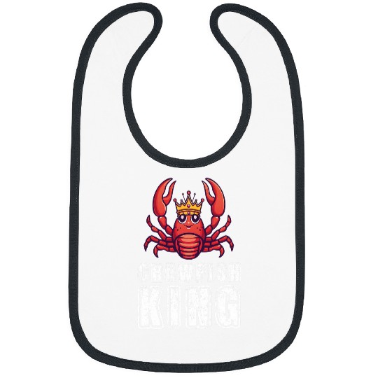 Cute Crawfish King Graphic Cajun Food Chef Seafood Festival Bibs