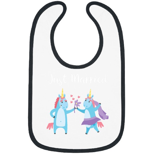 Unicorn Pet Just Married Funny Unicorn Couple Wedding Honeymoon Bibs