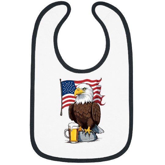 Beer Fun Bald Eagle With Beer Mug 4th Of July Memorial Day Bibs