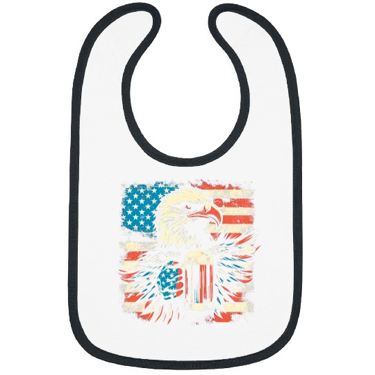 Beer Fun Bald Eagle Beer American Flag Patriotic USA Beer Lover Bibs