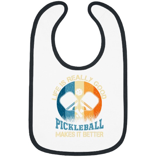 Sport Pickleball Retro vintagess Life is Really Good Pickleball Makes It Better Bibs