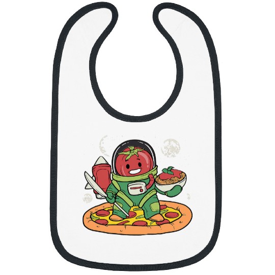 Book Fun Tomato astronaut spreading the noodles on the cheesy pizza Bibs