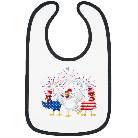 Chicken Pet Cute Red White Blue Chicken American Flag Farmer th Of July 8 Bibs