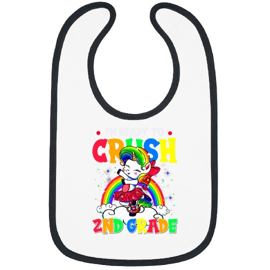 Unicorn Pet Ready To Crush 2nd Grade Unicorn Rainbow Back To School Kids1 Bibs
