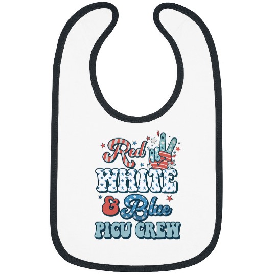 nurses Job Retro Fourth Of July Vibes Red White Blue PICU nurses Crew Bibs