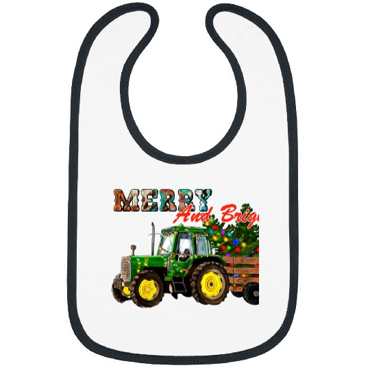 Tractor Fun driving Christmas Tree Farm Green Tractor Merry And Bright Farmer Bibs
