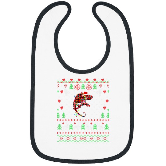 Chameleon Pet Funny Ugly Christmas Buffalo Red Plaid Chameleon Animals Bibs