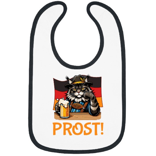 Beer Fun Maine Coon Bavarian German Drinking Beer Oktoberfest PROST Bibs