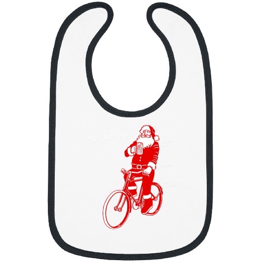 Beer Fun Ho Ho Ho Santa Drinking Beer on an Old Fashioned Bicycle Bibs