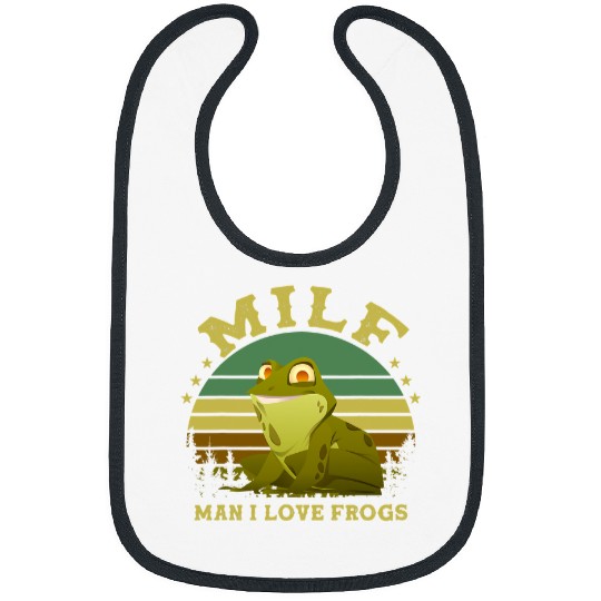Frog Pet MILF Man I Love Frogs Funny Retro Lucky Frog Men Women Bibs