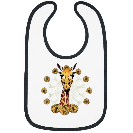 Giraffe Pet Poppy Flower Mandala Africa Animal Bibs