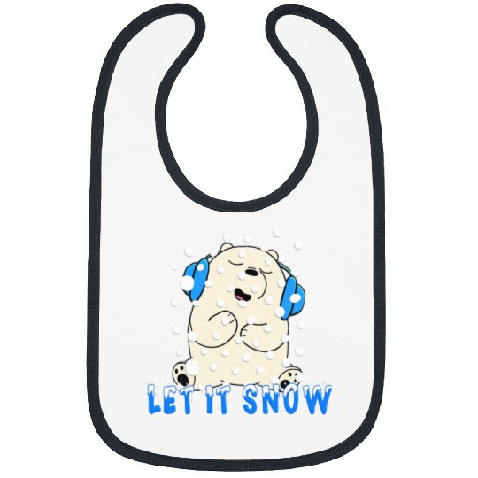 Bear Pet Cute Let It Snow Singing Polar Bear with Headphones Bibs